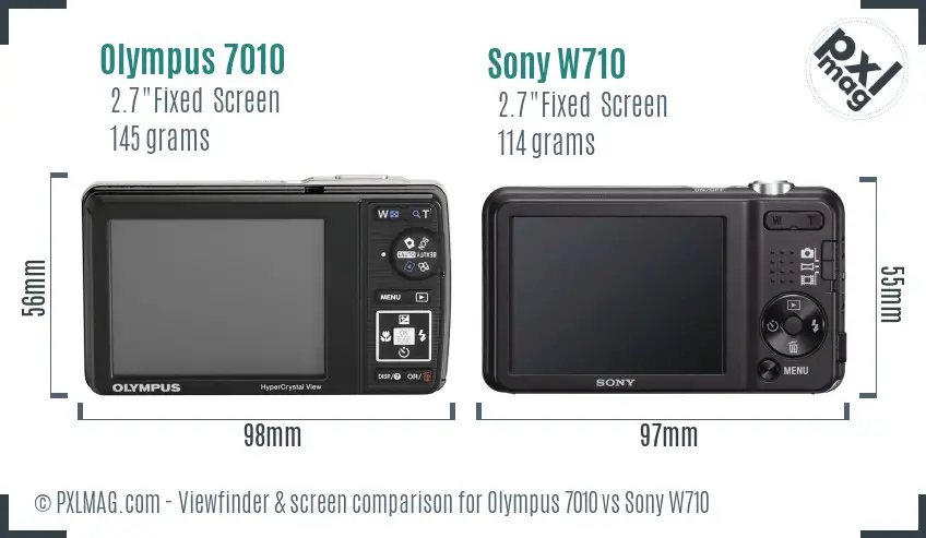 Olympus 7010 vs Sony W710 Screen and Viewfinder comparison