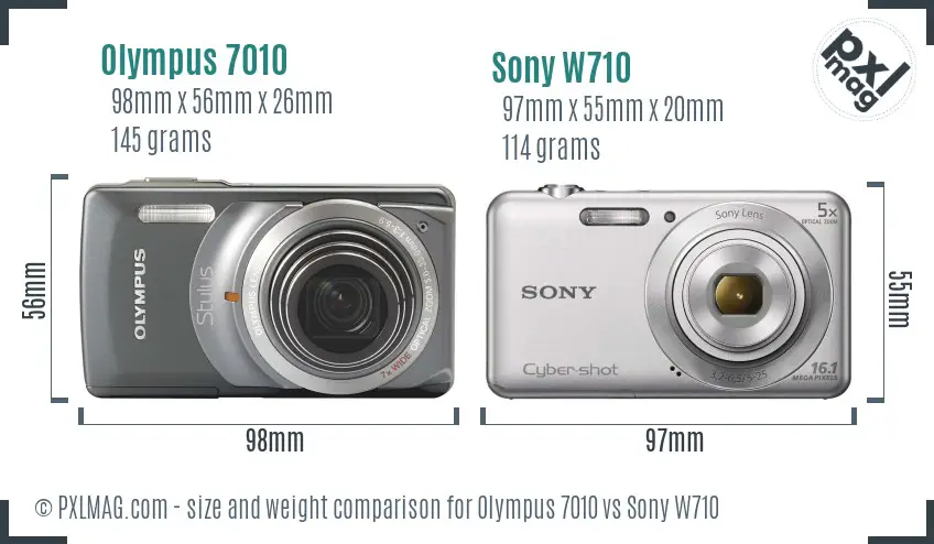 Olympus 7010 vs Sony W710 size comparison