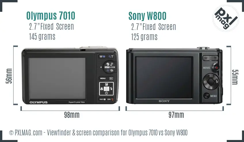 Olympus 7010 vs Sony W800 Screen and Viewfinder comparison