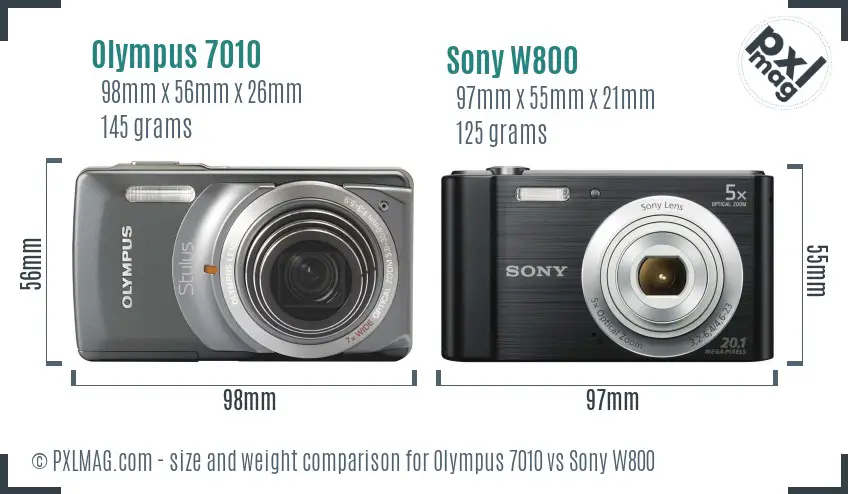 Olympus 7010 vs Sony W800 size comparison