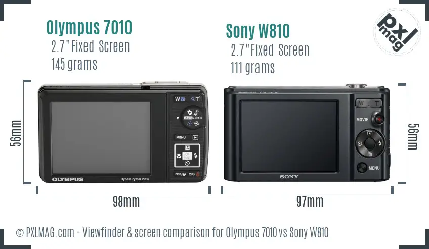Olympus 7010 vs Sony W810 Screen and Viewfinder comparison Olympus 7010 vs Sony W810 Screen and Viewfinder comparison