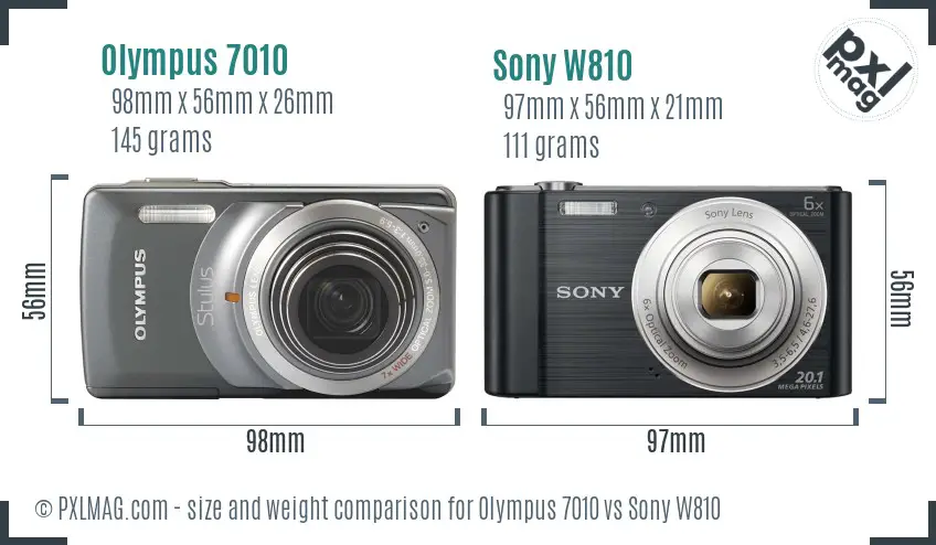 Olympus 7010 vs Sony W810 size comparison Olympus 7010 vs Sony W810 size comparison