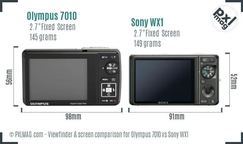 Olympus 7010 vs Sony WX1 Screen and Viewfinder comparison