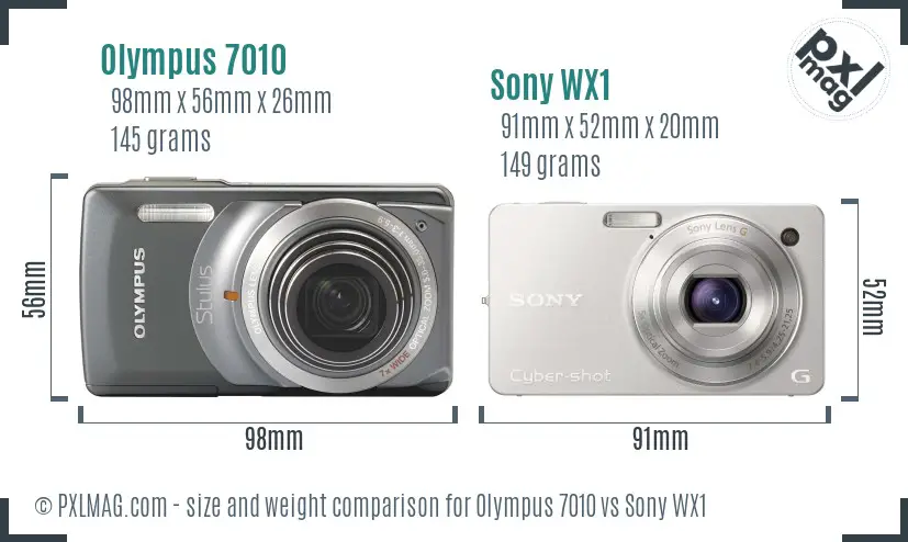 Olympus 7010 vs Sony WX1 size comparison