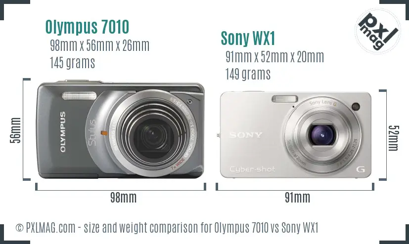 Olympus 7010 vs Sony WX1 size comparison Olympus 7010 vs Sony WX1 size comparison
