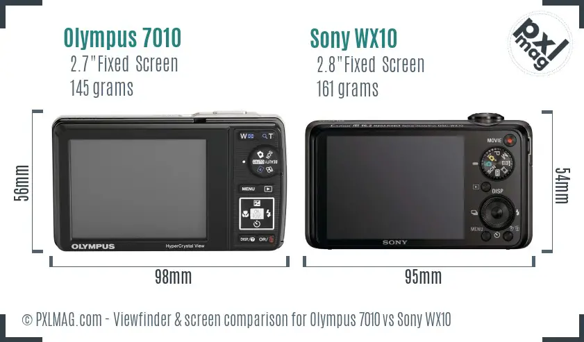Olympus 7010 vs Sony WX10 Screen and Viewfinder comparison