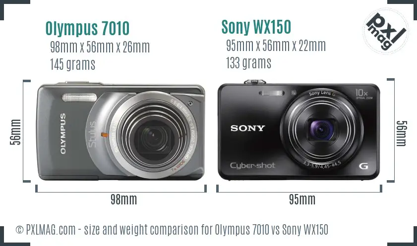 Olympus 7010 vs Sony WX150 size comparison