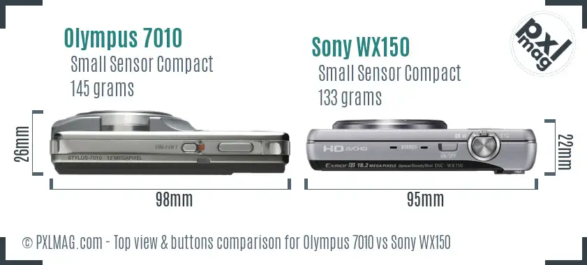 Olympus 7010 vs Sony WX150 top view buttons comparison