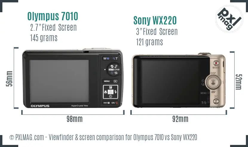 Olympus 7010 vs Sony WX220 Screen and Viewfinder comparison