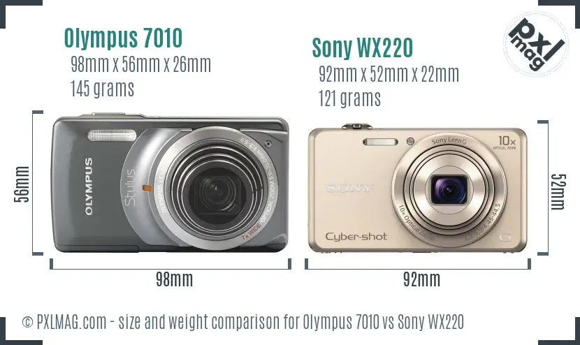 Olympus 7010 vs Sony WX220 size comparison