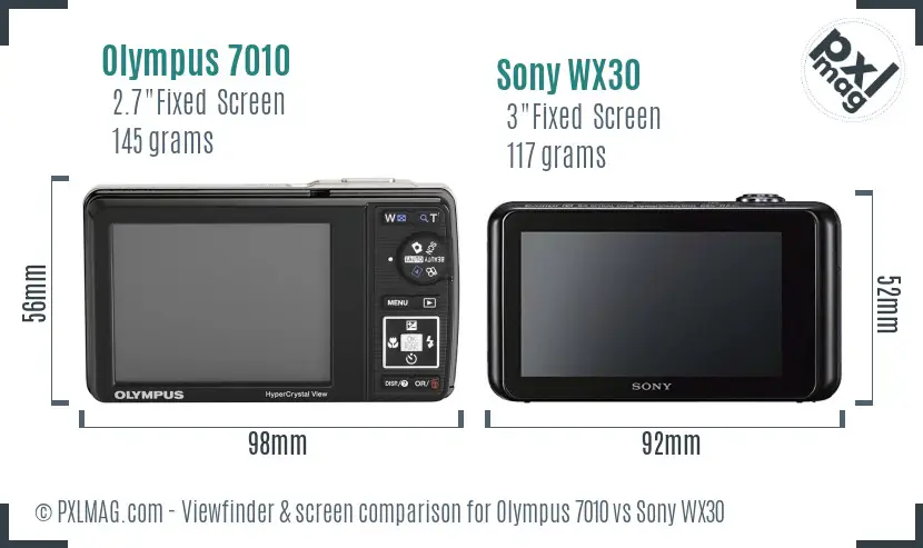 Olympus 7010 vs Sony WX30 Screen and Viewfinder comparison