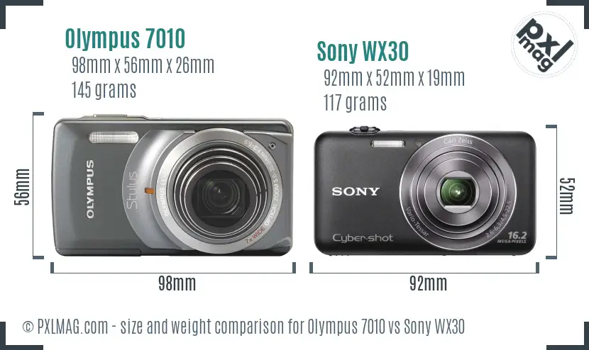 Olympus 7010 vs Sony WX30 size comparison
