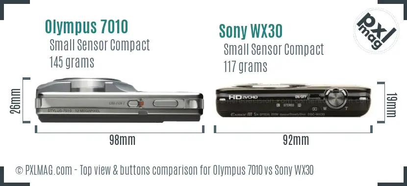 Olympus 7010 vs Sony WX30 top view buttons comparison