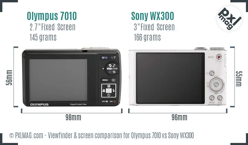 Olympus 7010 vs Sony WX300 Screen and Viewfinder comparison