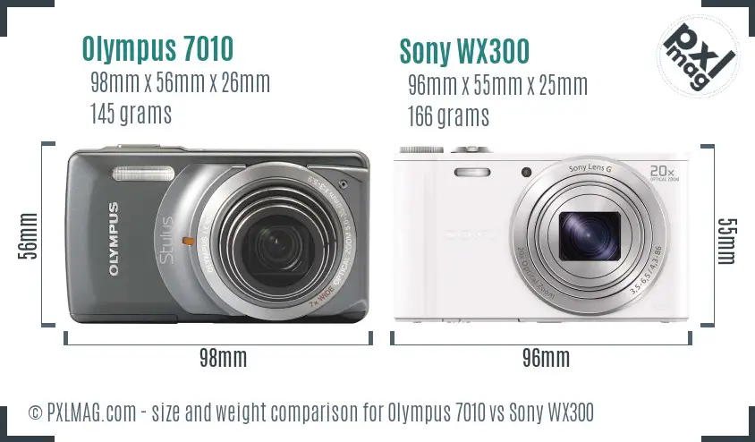 Olympus 7010 vs Sony WX300 size comparison