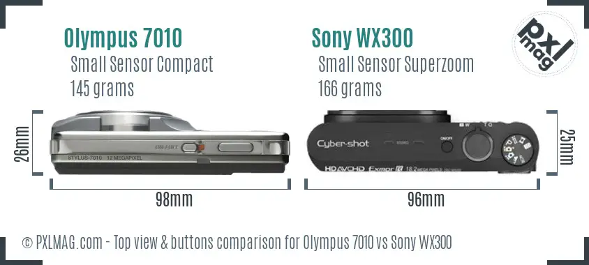 Olympus 7010 vs Sony WX300 top view buttons comparison