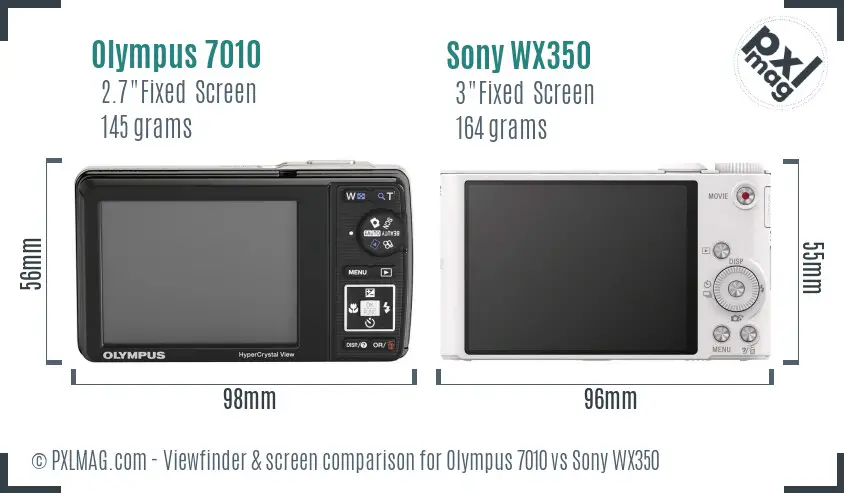 Olympus 7010 vs Sony WX350 Screen and Viewfinder comparison