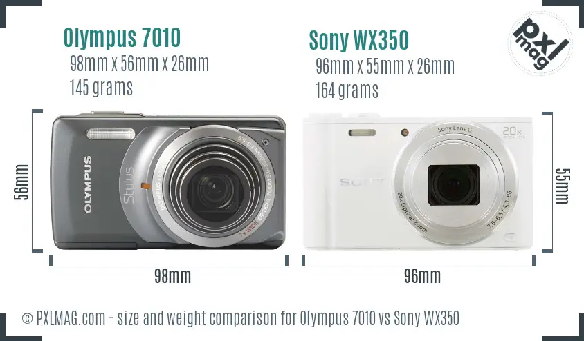 Olympus 7010 vs Sony WX350 size comparison