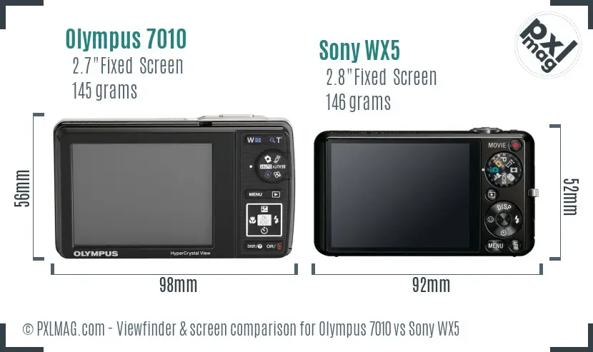 Olympus 7010 vs Sony WX5 Screen and Viewfinder comparison