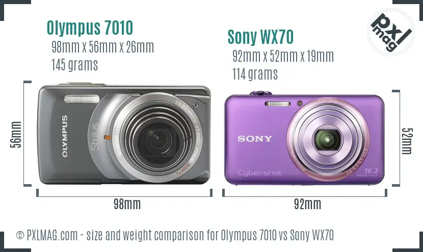 Olympus 7010 vs Sony WX70 size comparison