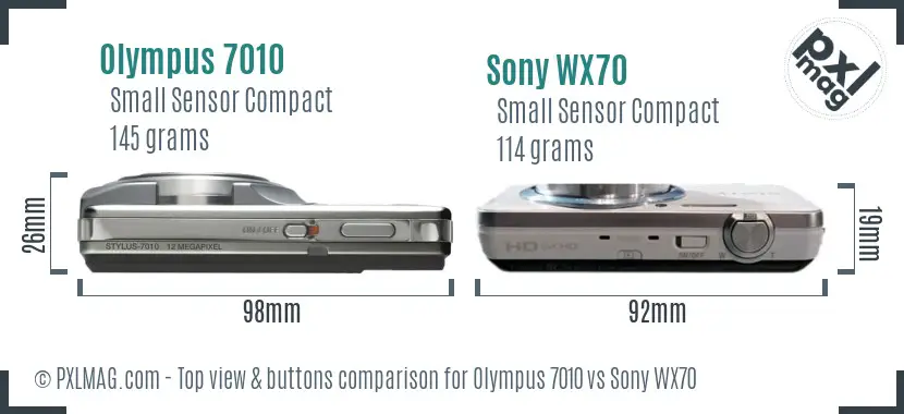 Olympus 7010 vs Sony WX70 top view buttons comparison