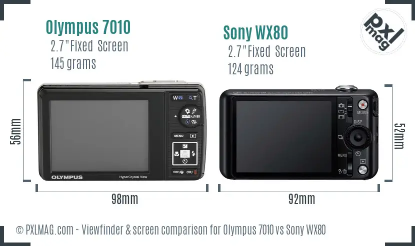 Olympus 7010 vs Sony WX80 Screen and Viewfinder comparison Olympus 7010 vs Sony WX80 Screen and Viewfinder comparison