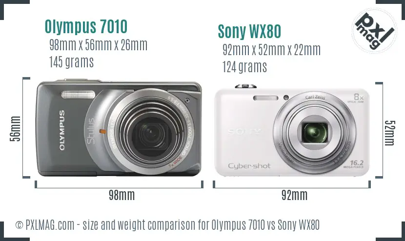 Olympus 7010 vs Sony WX80 size comparison Olympus 7010 vs Sony WX80 size comparison