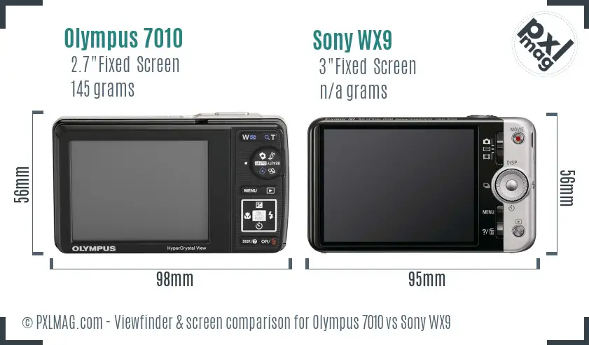 Olympus 7010 vs Sony WX9 Screen and Viewfinder comparison