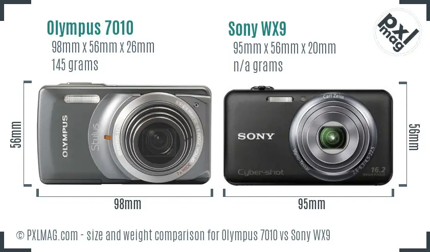 Olympus 7010 vs Sony WX9 size comparison