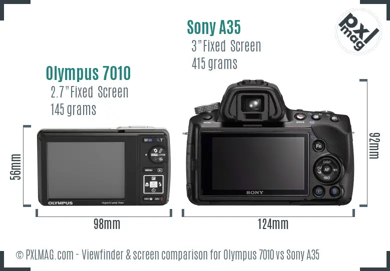 Olympus 7010 vs Sony A35 Screen and Viewfinder comparison