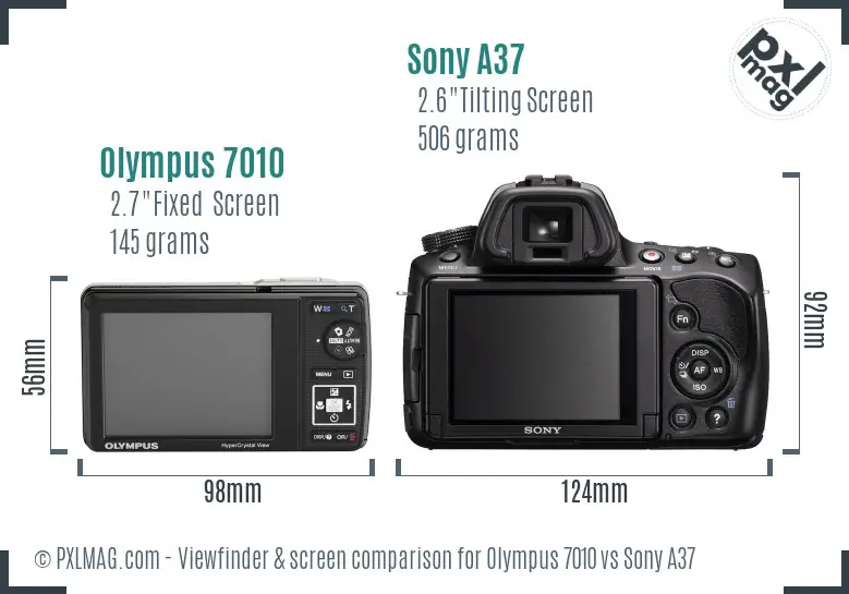 Olympus 7010 vs Sony A37 Screen and Viewfinder comparison