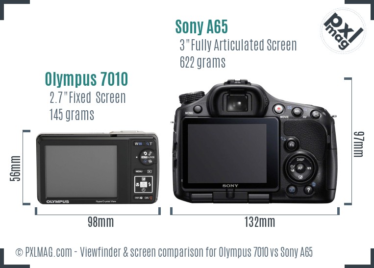 Olympus 7010 vs Sony A65 Screen and Viewfinder comparison