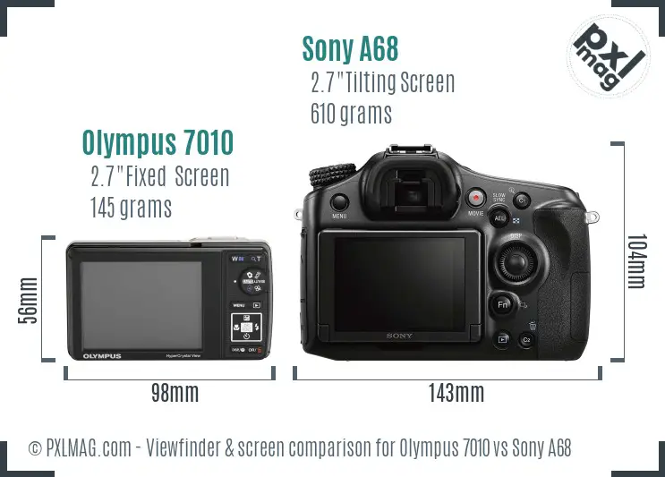 Olympus 7010 vs Sony A68 Screen and Viewfinder comparison