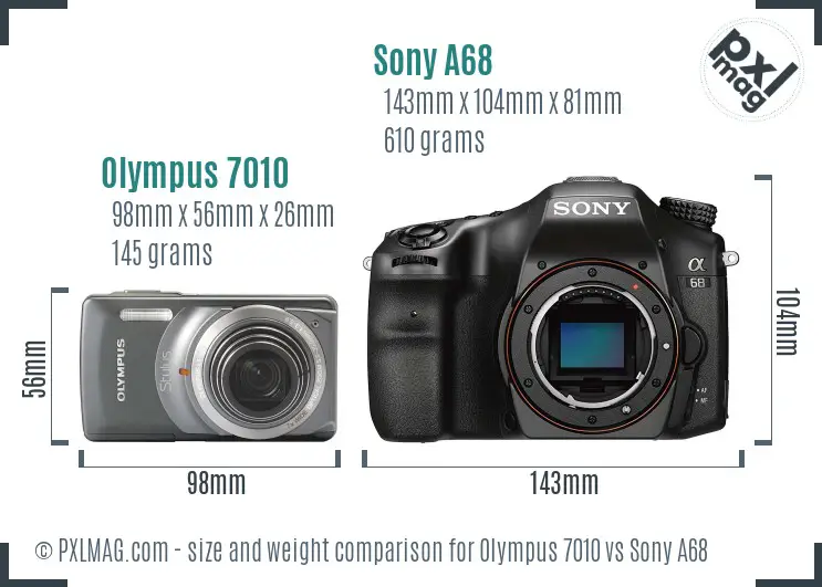 Olympus 7010 vs Sony A68 size comparison Olympus 7010 vs Sony A68 size comparison