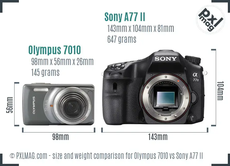 Olympus 7010 vs Sony A77 II size comparison Olympus 7010 vs Sony A77 II size comparison