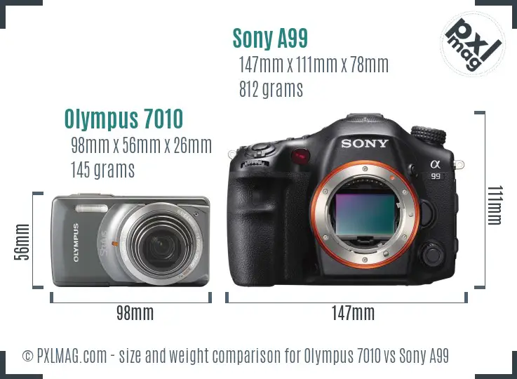 Olympus 7010 vs Sony A99 size comparison Olympus 7010 vs Sony A99 size comparison