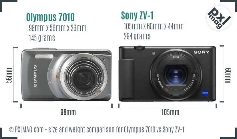 Olympus 7010 vs Sony ZV-1 size comparison Olympus 7010 vs Sony ZV-1 size comparison