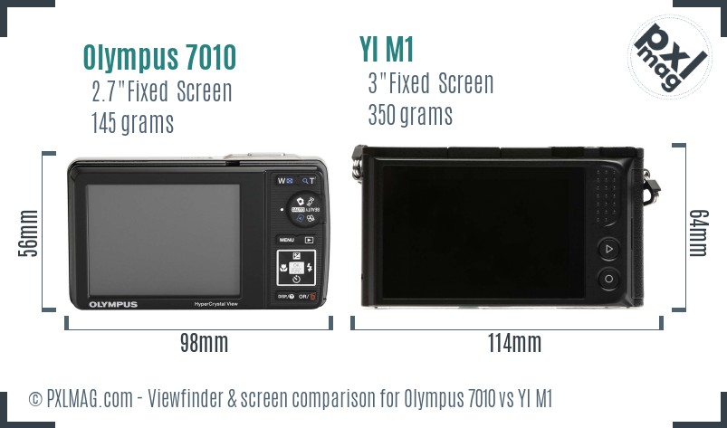 Olympus 7010 vs YI M1 Screen and Viewfinder comparison