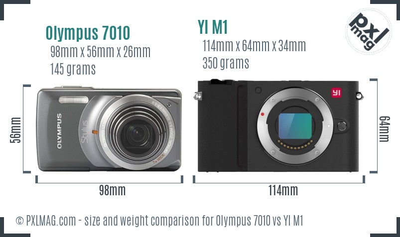 Olympus 7010 vs YI M1 size comparison Olympus 7010 vs YI M1 size comparison