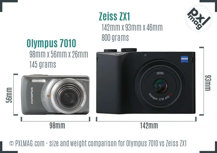 Olympus 7010 vs Zeiss ZX1 size comparison Olympus 7010 vs Zeiss ZX1 size comparison