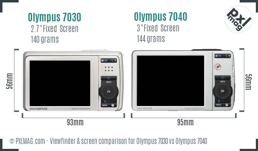 Olympus 7030 vs Olympus 7040 Screen and Viewfinder comparison