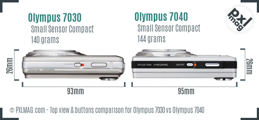 Olympus 7030 vs Olympus 7040 top view buttons comparison