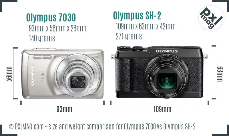 Olympus 7030 vs Olympus SH-2 size comparison