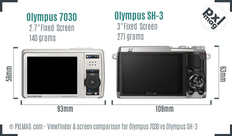 Olympus 7030 vs Olympus SH-3 Screen and Viewfinder comparison