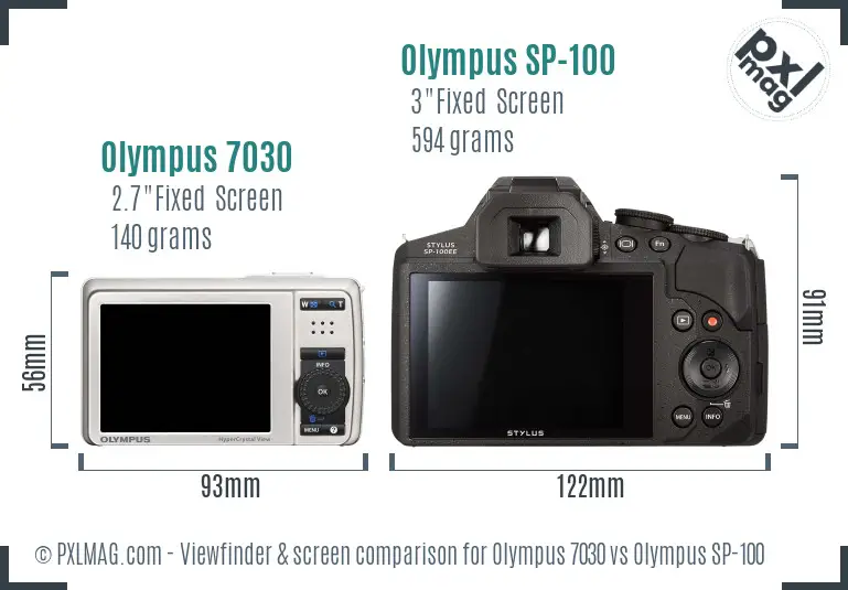 Olympus 7030 vs Olympus SP-100 Screen and Viewfinder comparison