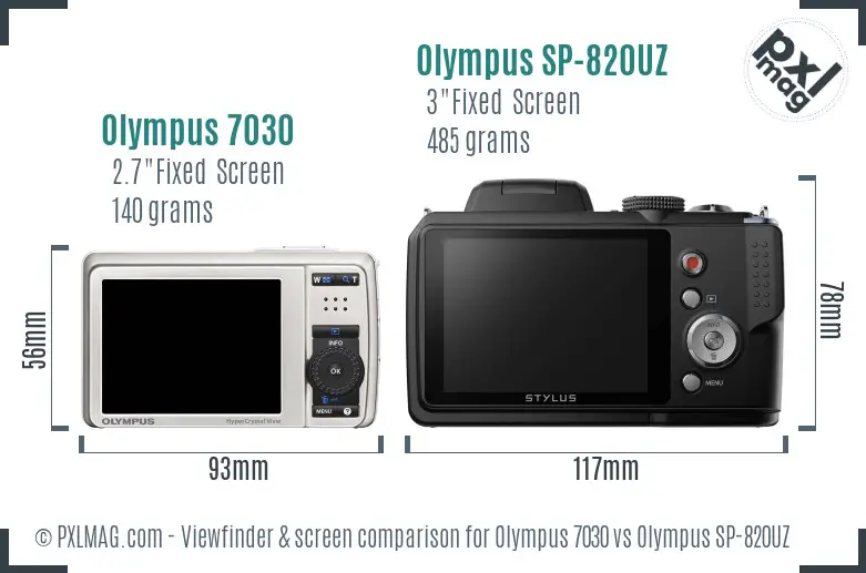 Olympus 7030 vs Olympus SP-820UZ Screen and Viewfinder comparison