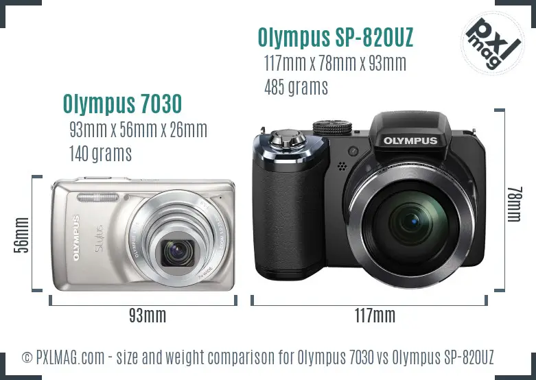 Olympus 7030 vs Olympus SP-820UZ size comparison