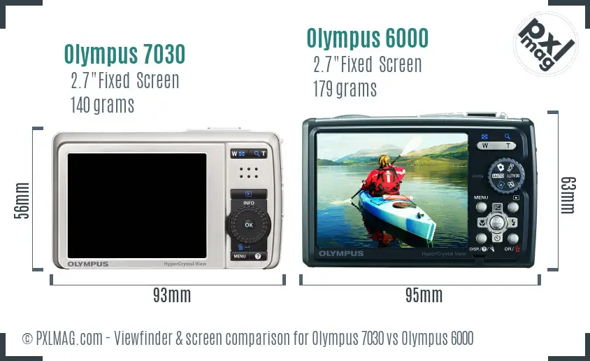 Olympus 7030 vs Olympus 6000 Screen and Viewfinder comparison