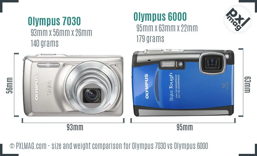 Olympus 7030 vs Olympus 6000 size comparison