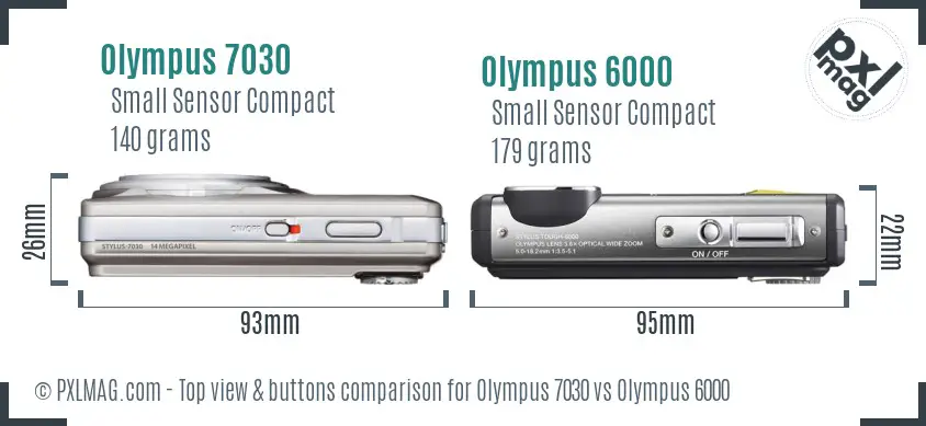 Olympus 7030 vs Olympus 6000 top view buttons comparison